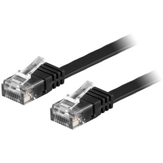 U/UTP Cat6 patch cable, flat, 1m, 250MHz, black