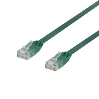 U/UTP Cat6 patch cable, flat, 5m, 250MHz, green