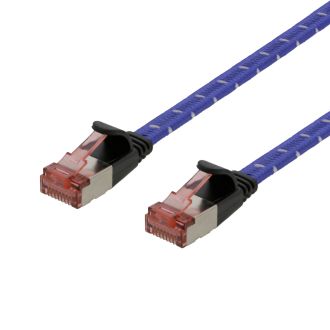 Tough Flat CAT.6A U/FTP Patch Cable, 28AWG, 1m, blue
