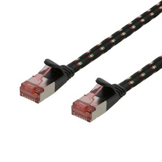 Tough Flat CAT.6A U/FTP Patch Cable, 28AWG, 1m, black