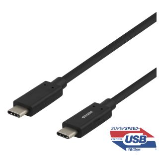 USB-C-kaapeli, 1m, USB 3.1 Gen 2, 10Gbps, 60W, musta