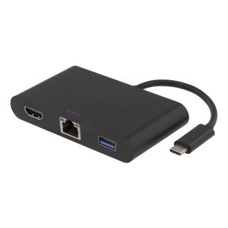 DELTACO USB-C-telakointiasema, HDMI, RJ45, 1xUSB A, USB-C PD,  m