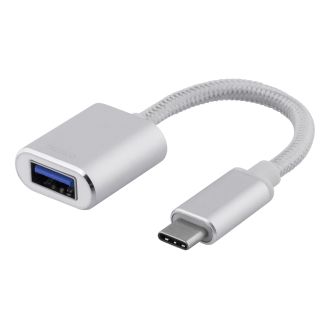 USB-C 3.1 Gen 1 to USB-A OTG adapter, alu, white bag, silver