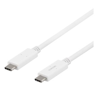 DELTACO USB-C-kaapeli, 5Gbit/s, 5A, 1m, valkoinen