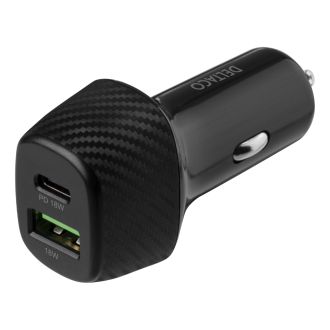 USB car charger 1x USB-C PD 20 W, 1x USB-A 18 W, total 38 W