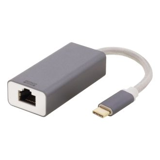 DELTACO USB-C-verkkosovitin, Gigabit, 1xRJ45, 1xUSB-C uros, harm