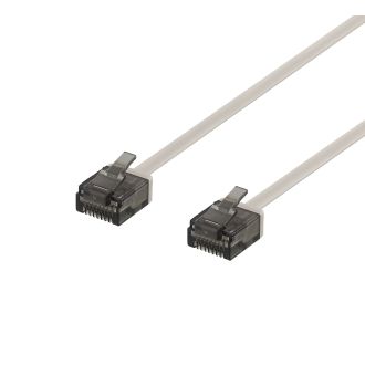 U/UTP Cat6a patch cable, flat, 0.5m, 1mm thick, grey