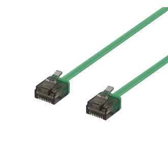 U/UTP Cat6a patch cable, flat, 1m, 1mm thick, green