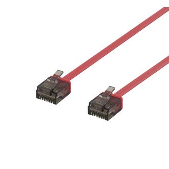 U/UTP Cat6a patch cable, flat, 2m, 1mm thick, red