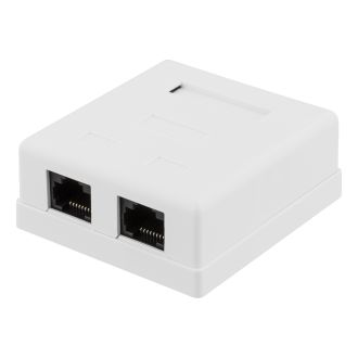Unshielded network socket, Surface UTP 2xRJ45, Cat6, white