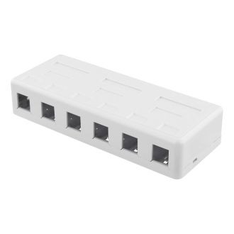 Surface mount box for Keystone, 6 ports, white