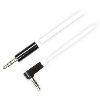 Audio cable, angled 3.5mm male to 3.5mm male, 1m, white
