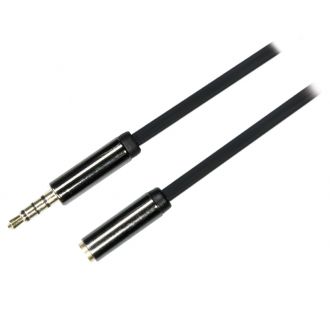 Audio cable, 3.5mm straight male to 3.5mm female, 4-pin, 1m