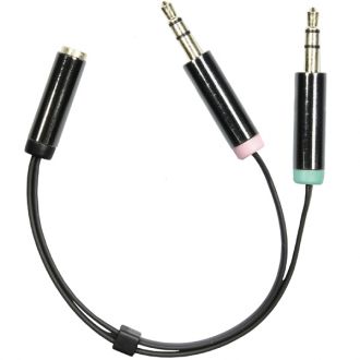 Audio adapter, 3.5mm male  to 3.5mm female, 4-pin , 0.1m