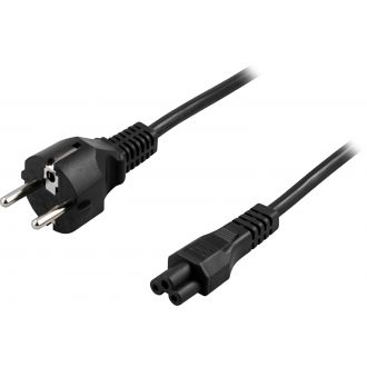 Device cable, straight CEE 7/7 - straight IEC C5, 1m, black