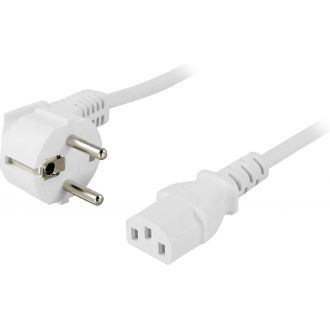 Device cable PC & wall angled CEE 7/7 & IEC C13 1m white