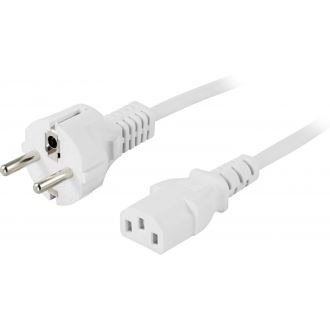 Device cable PC & wall straight CEE 7/7 & IEC C13 0.5m white