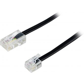 Modular cable, 8P4C to 6P4C(RJ11), 5 m, black