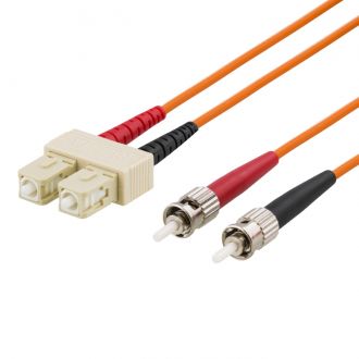 OM1 Fiber cable, SC - ST, duplex, UPC, 62,5/125, 1m, orange