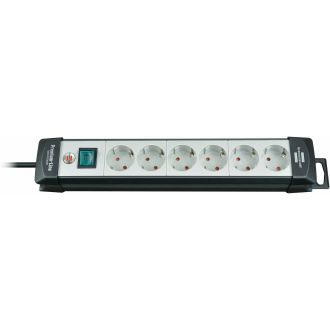 Power strip, 6xCEE 7/3, 1xCEE 7/7, 5m cable, black/grey