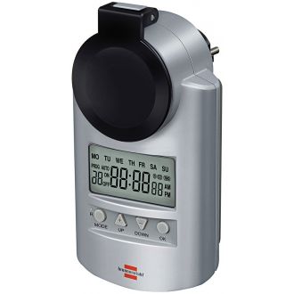 Digital timer, earthed, 12/24h, IP44, 240V/16A/3680W, silver