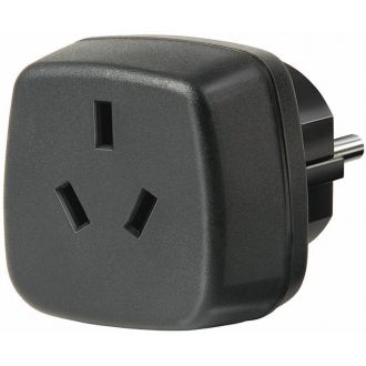 Travel adapter, AU/Asia to EU, earthed, black