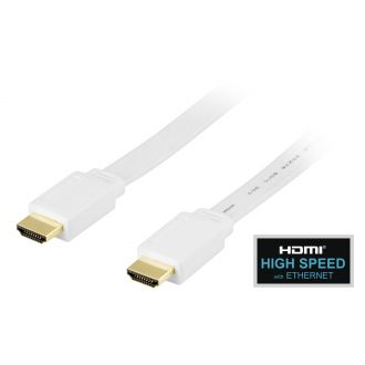 Flat HDMI cable, HDMI High Speed with Ethernet, 1m, white