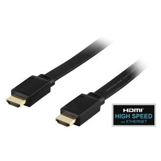 Flat HDMI cable, HDMI High Speed with Ethernet, 1.5m, black