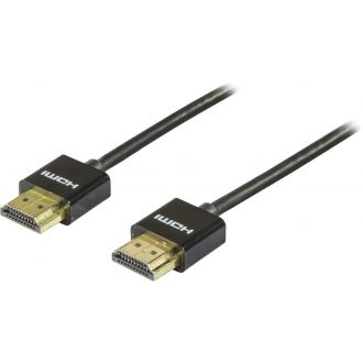 Thin HDMI cable, HDMI High Speed with Ethernet, 0.5m, black