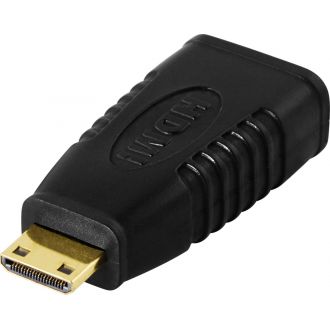 HDMI adapter, mini HDMI male to HDMI female, 19-pin, gold-pl