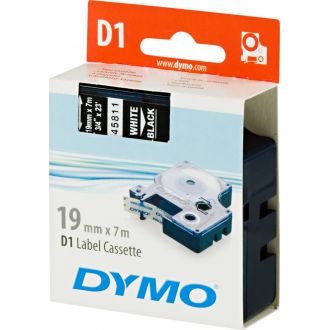 D1, marking tape, 19mm, white text on black tape, 7m - 45811