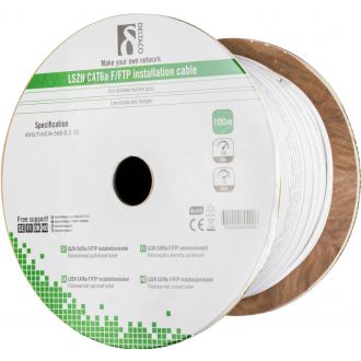F/FTP Cat6a installation cable, LSZH, 100m box, white