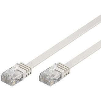 U/UTP Cat6 patch cable, flat, 2m, 250MHz, white