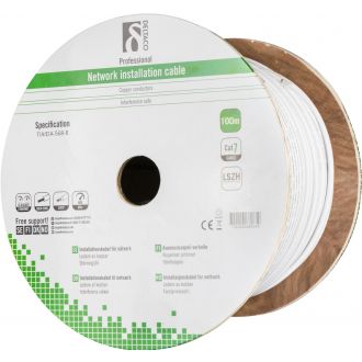 S/FTP Cat7 install cable100m drum 600MHz DeltaCertif white