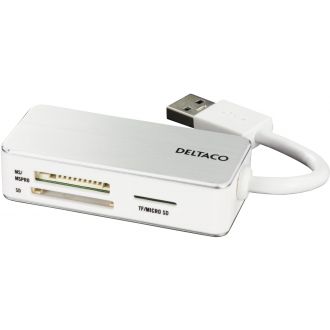 USB 3.0 memory card reader, 3 slots, white/silver