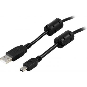 USB 2.0 cable TypeA Type MiniB ferrite cores 2m black