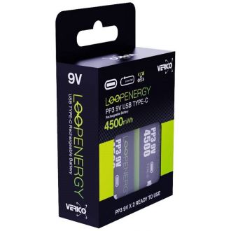 Verico Loopenergy PP3 9V USB-C ladattava Akku
