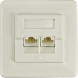 Socket-outlet 2xRJ-45, Krone terminal, UTP, Cat6, white