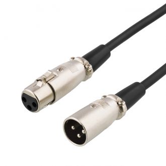 XLR audio cable, 3-pin male, 3-pin female, 1m, black