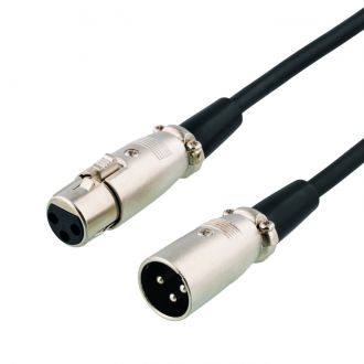XLR audio cable, 3-pin male, 3-pin female, 10m, black